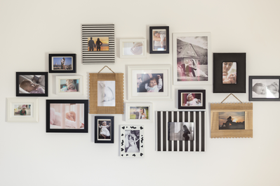family photos hanging on wall