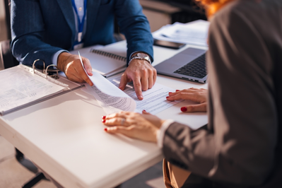 real estate agent explaining contract to client
