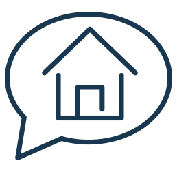 house in speech bubble