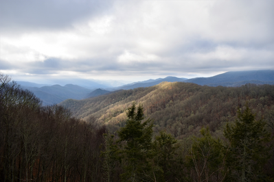 view of the Smoky Mountains in winter